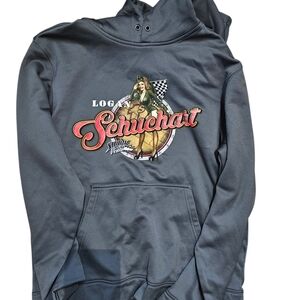 Gray Graphic Hoodie with Racing Design